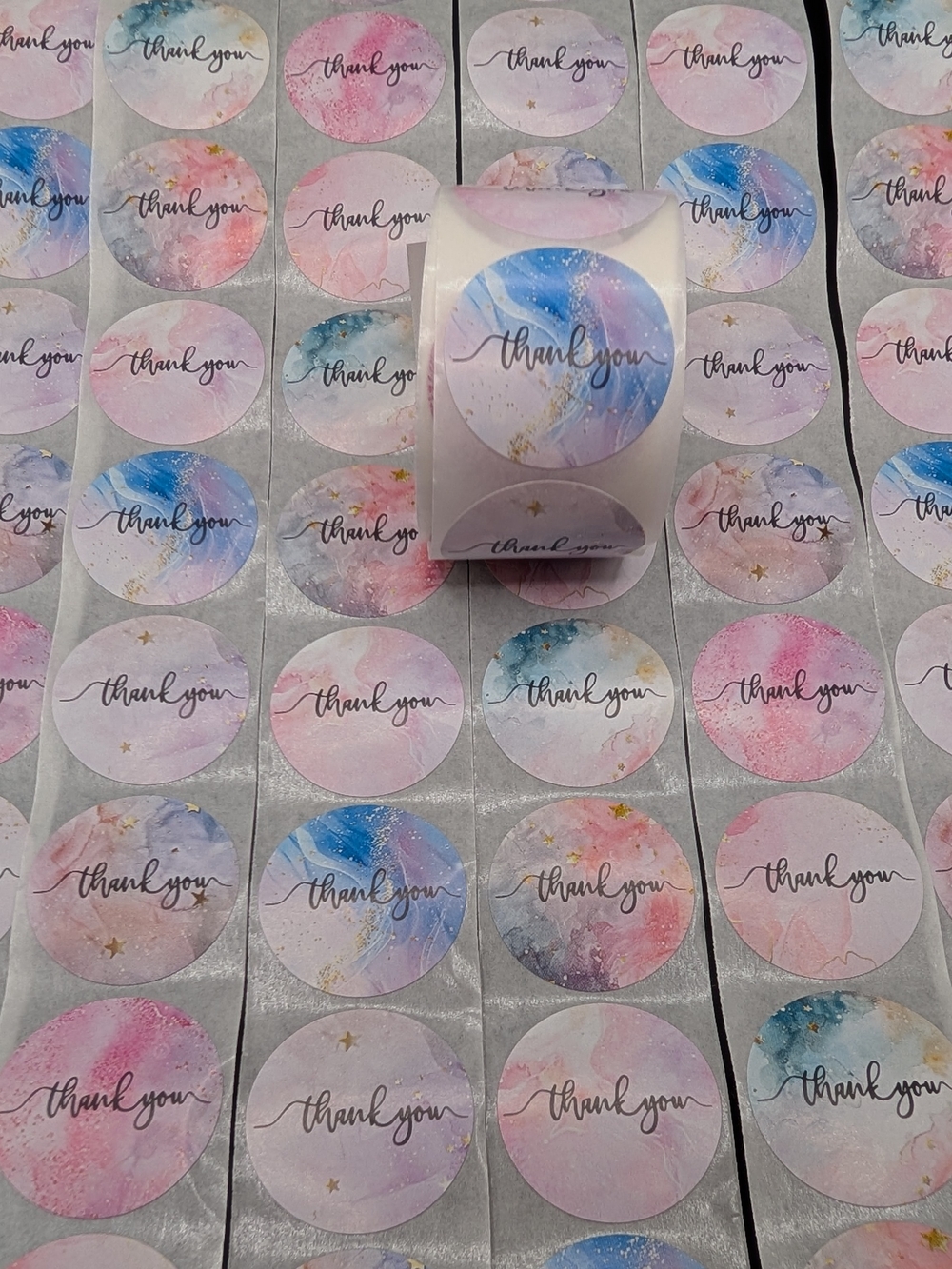 500 Count thank You Stickers 1 Roll Pastel Pink Blue Marble Shipping Supplies